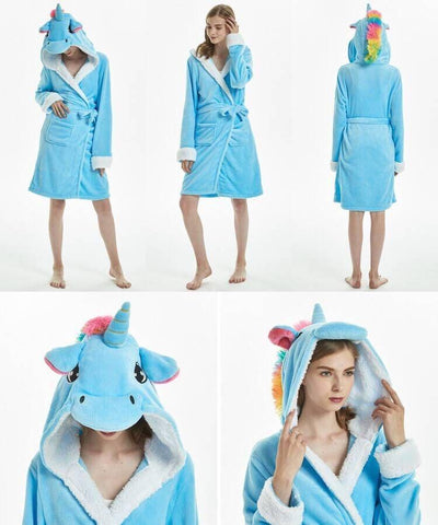 Peignoir Licorne Femme Bleu