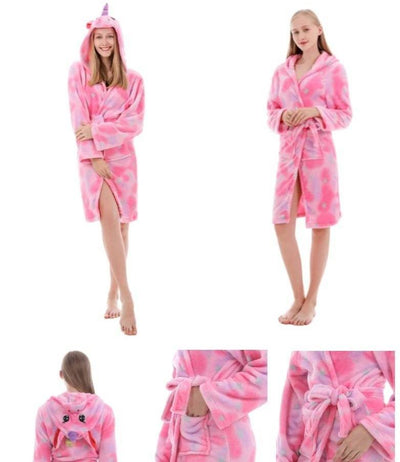 Peignoir Licorne Femme Rose