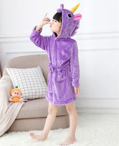 Peignoir Licorne Enfant Violet