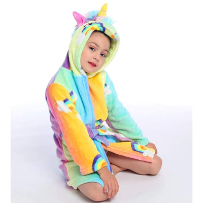 Peignoir Licorne Motif Arc-en-Ciel