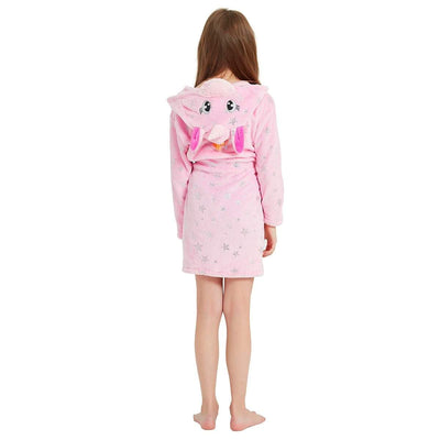 Peignoir Licorne Enfant Rose en Coton
