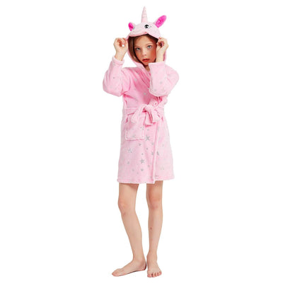Peignoir Licorne Enfant Rose en Coton