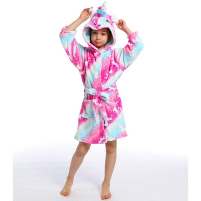 Peignoir Licorne Enfant Rouge et Blanc