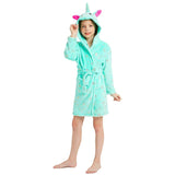 Peignoir Licorne Fille Vert en Coton