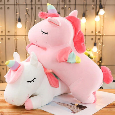 Peluche Licorne Arc-en-ciel Rose couchée