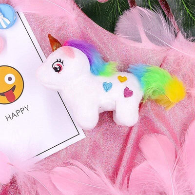 petite Peluche Licorne avec Pendentif blanc