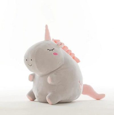 Peluche Licorne Ronde Gris 25cm