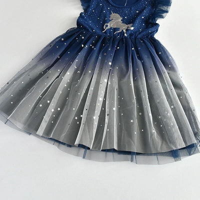 Robe Licorne Argentée Fille Courte