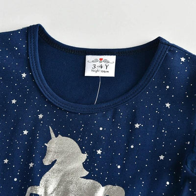 Robe Licorne Argentée Fille Courte