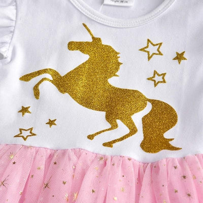 Robe Tutu Licorne Dorée Fillette
