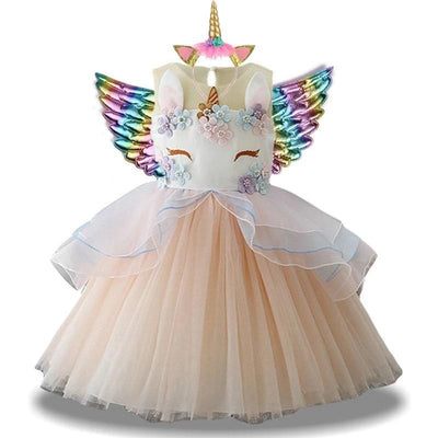 Robe Licorne Fête avec Ailes Orange