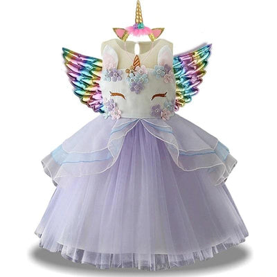 Robe Licorne Fête avec Ailes Violet