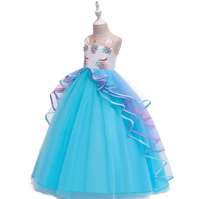 Robe Princesse Licorne Fille Bleu