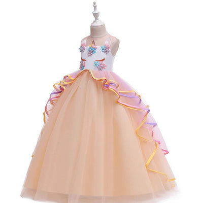 Robe Princesse Licorne Fille Orange