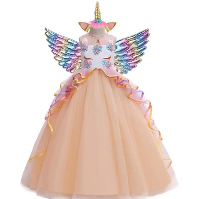 Robe Licorne Fille avec Ailes Orange
