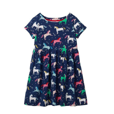 Robe Licorne Fille Bleue Longue