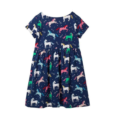 Robe Licorne Fille Bleue Longue