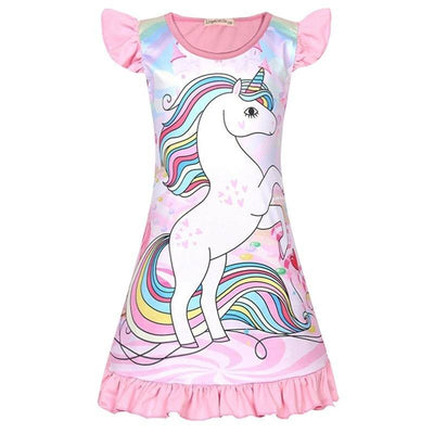 Robe Licorne Fille Manches Bouffantes