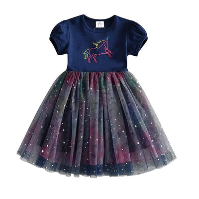 Robe Licorne Fille Manches Courtes