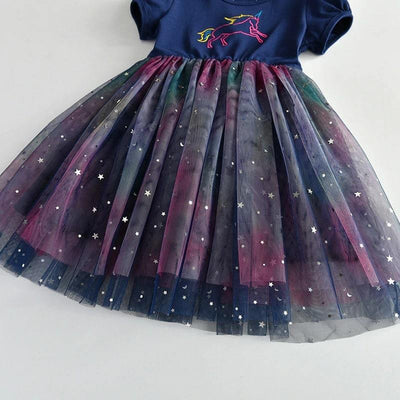 Robe Licorne Fille Manches Courtes