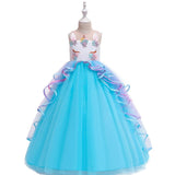 Robe Licorne Fille Princesse Bleu