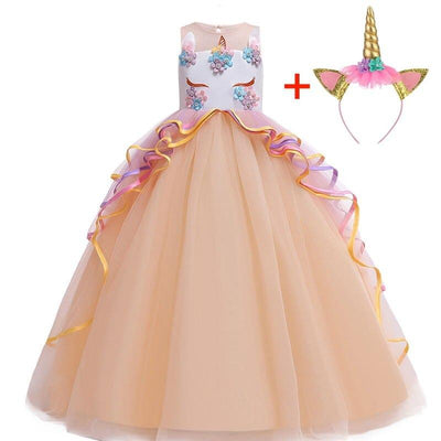 Robe Licorne Fille Princesse Orange