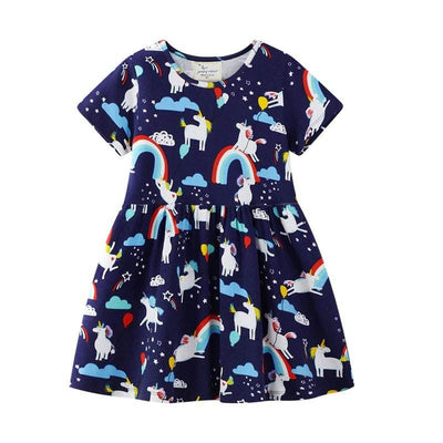 Robe Licorne Fillette Bleu Marine