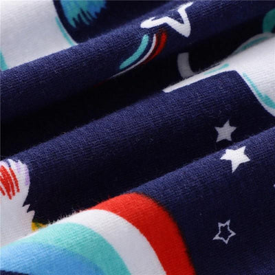 Robe Licorne Fille Manches Courtes Bleu Marine