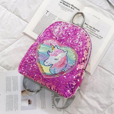 Sac Dos Licorne Paillette Rose