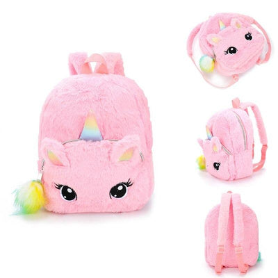cartable Licorne Peluche rose