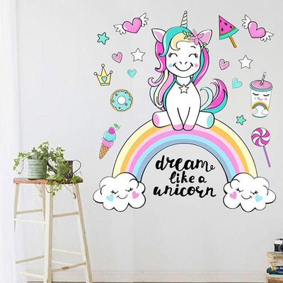 Sticker Licorne Arc-en-Ciel Chambre Bébé