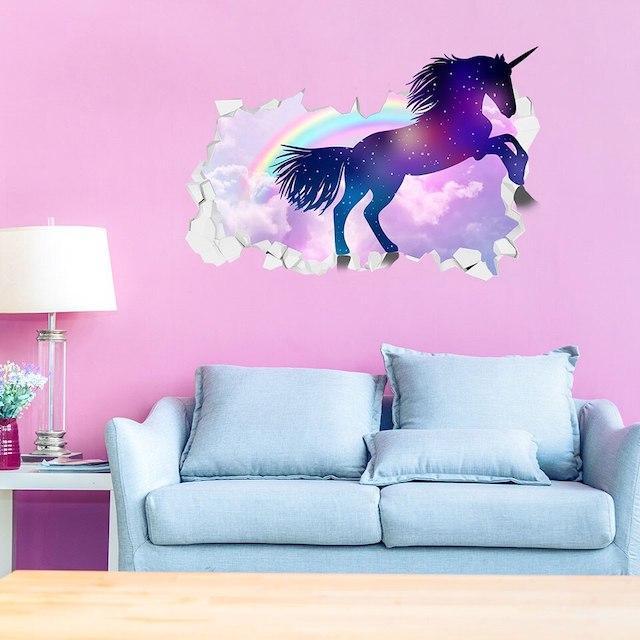Grande Tapisserie Vintage Licorne Arc-en-ciel Années 70/80 - Coton, Décoration Murale 31x49