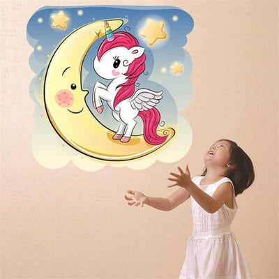 Sticker Licorne Lune