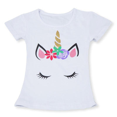 T-Shirt Fille Licorne avec Corne