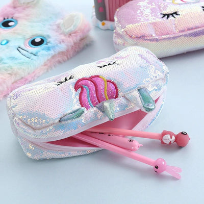 Trousse Licorne Paillettes Bleu