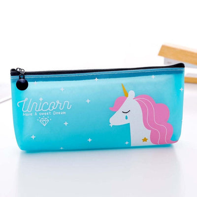 Trousse Licorne Plastique Bleue