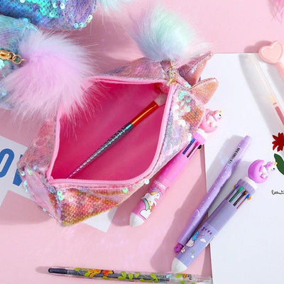 Trousse Licorne  Sequins Vert