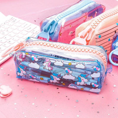 Trousse Licorne Transparente bleue