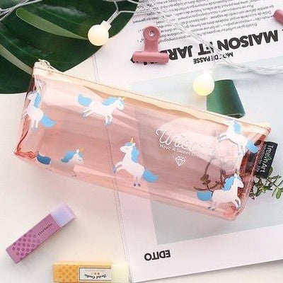 Trousse Licorne Rose Transparente 